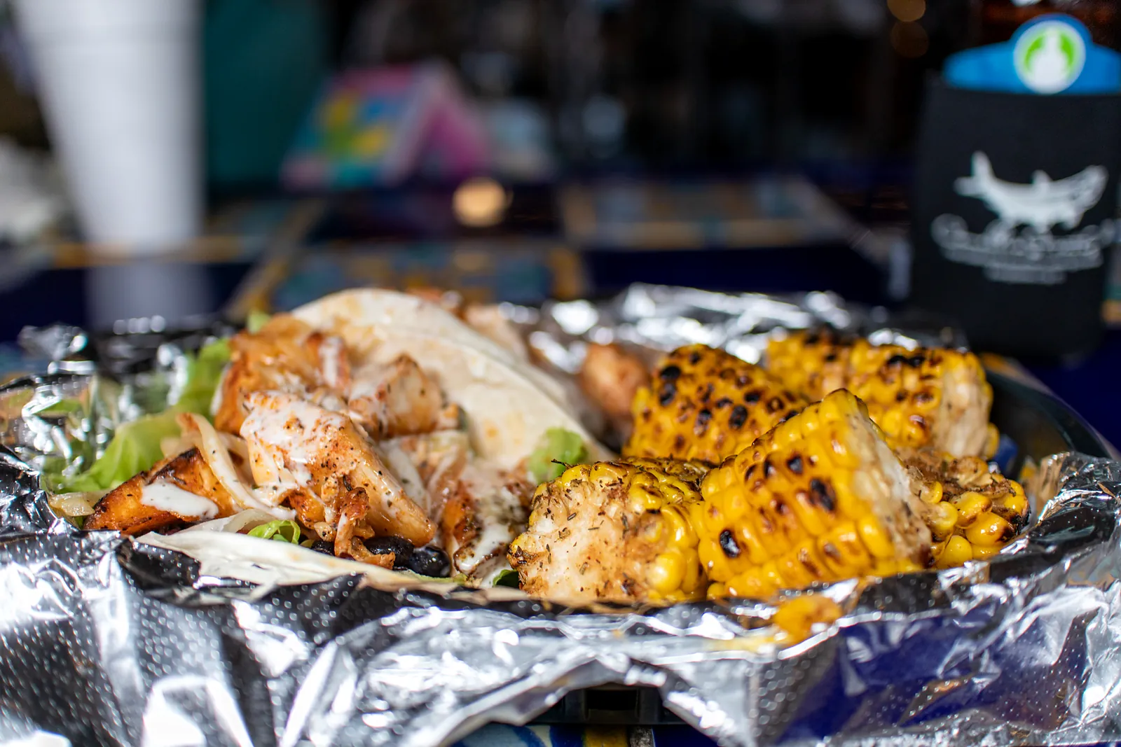 Tacos with grilled corn